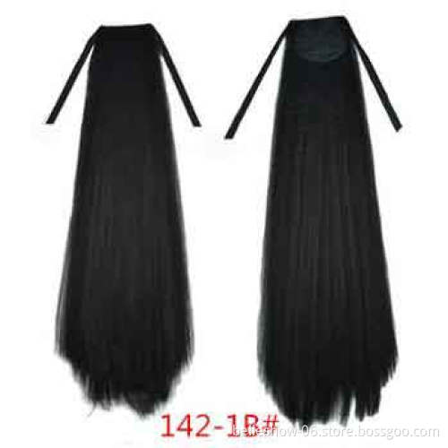 Hot sell drawstring Ponytail, premium synthetic fiber,100gr,28inch, various colors corn kinky straight ponytail